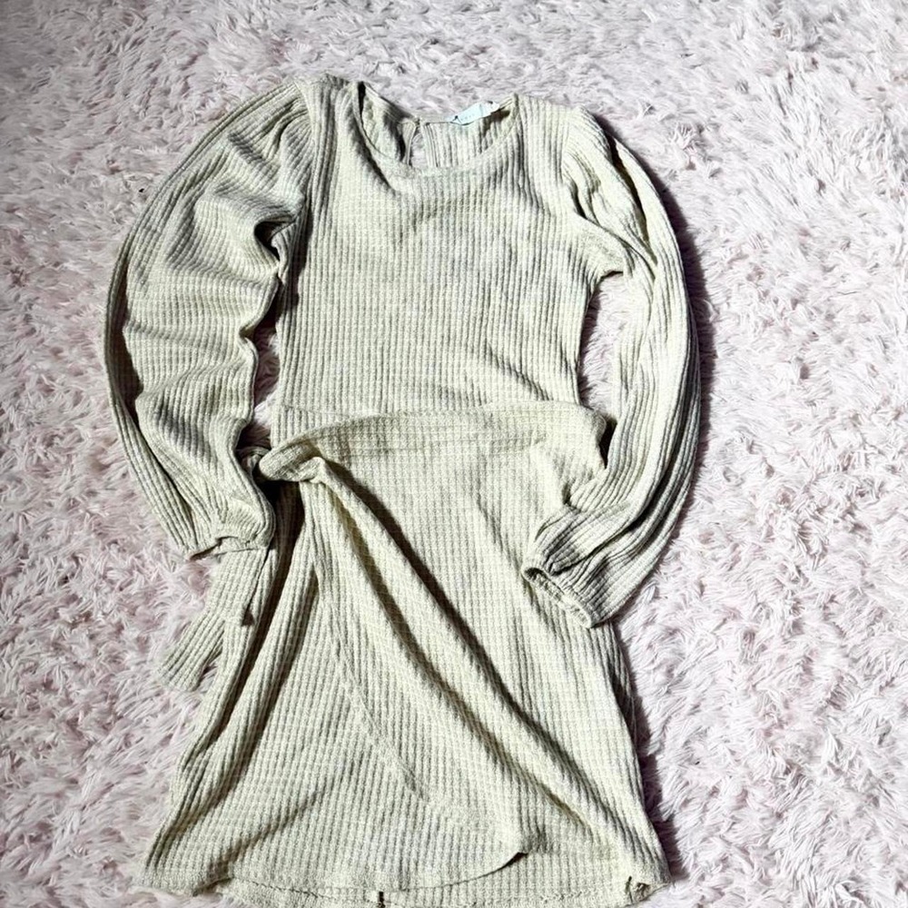 Ivory Sparkle Waffle Knit Minimalist Clean Girl Wrap Front Dress Women S Capsule
